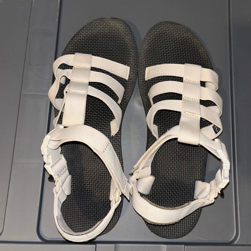 White Strappy Teva Sandals with Buckles